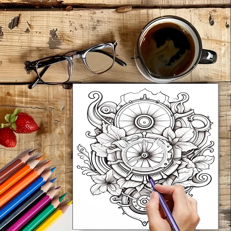 Coloring Book Steampunk Flower - School Supplies ulasan dan harga