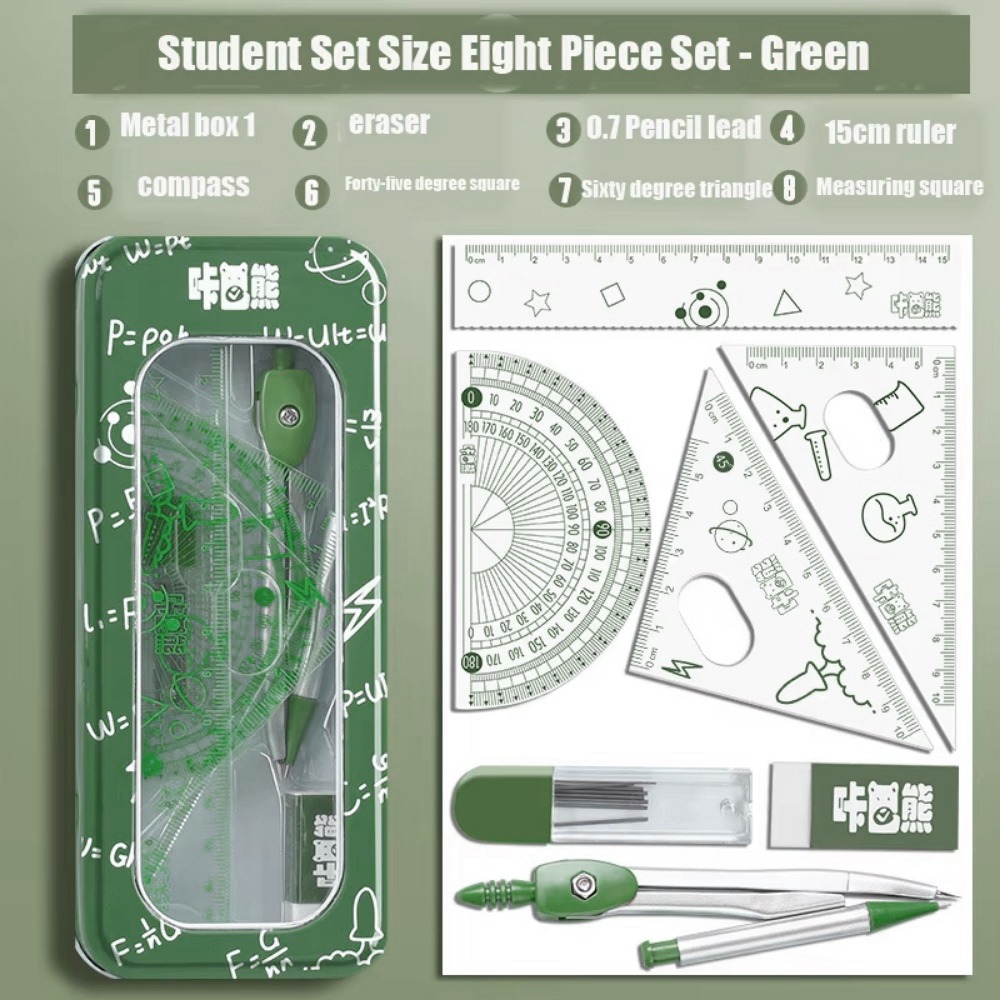 8Pcs/Set Multifunctional Math  - Math Geometry Set With Compass ulasan dan harga